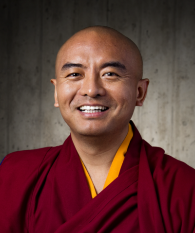 Portrait of Mingyur Rinpoche, Tibetan Buddhist teacher and guest on the Wisdom Podcast